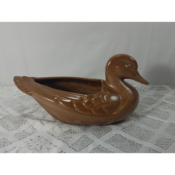 Quaint Retro Frankoma Mallard Duck Planter for Rustic Farmhouse Decor - Picture 4 of 10